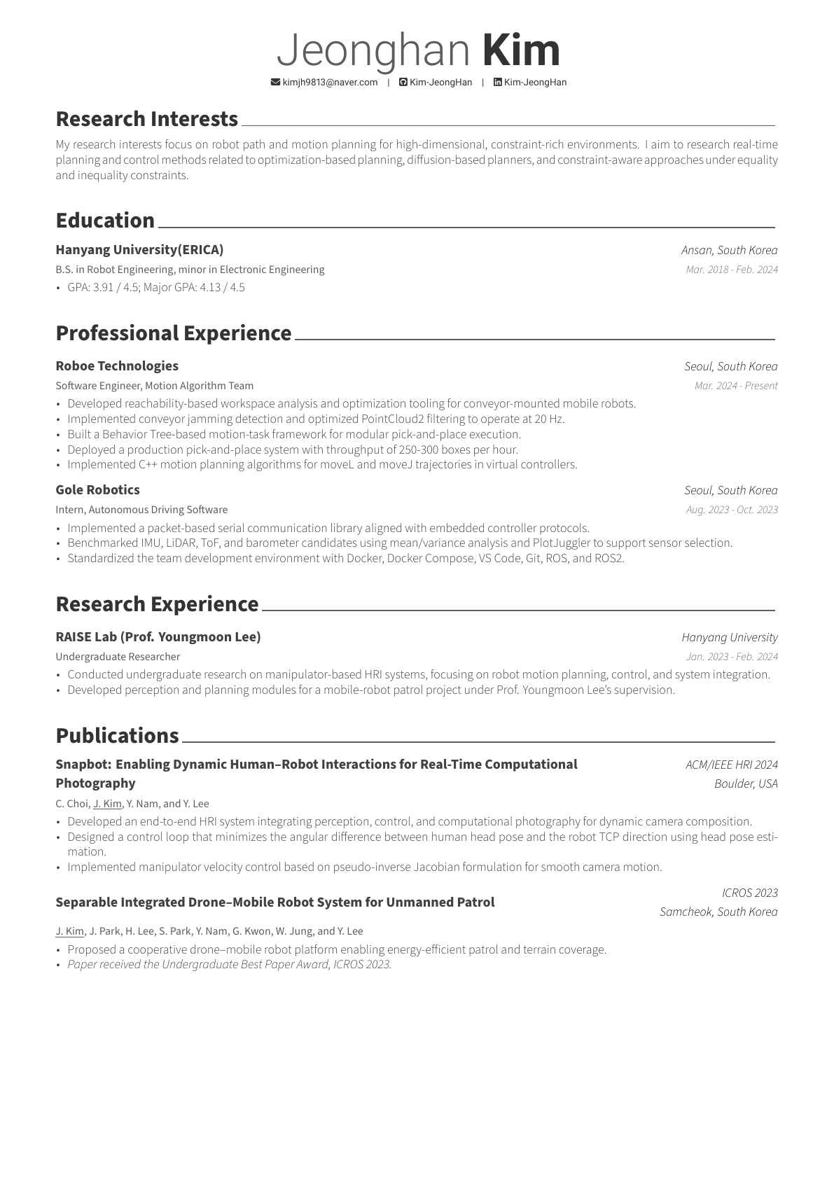 Academic CV page 1